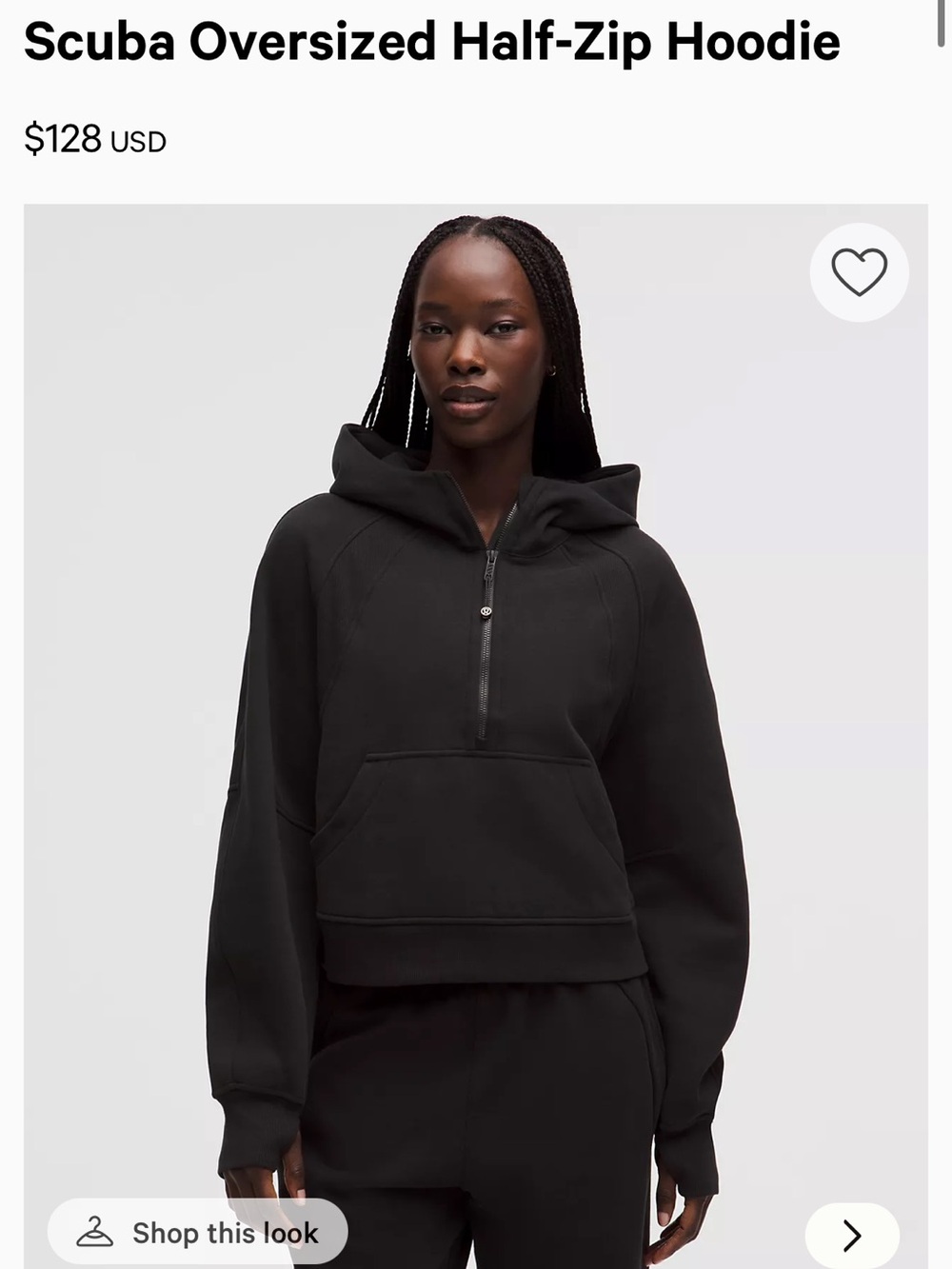Lululemon Scuba Oversized Half-Zip Hoodie - Black XS/S